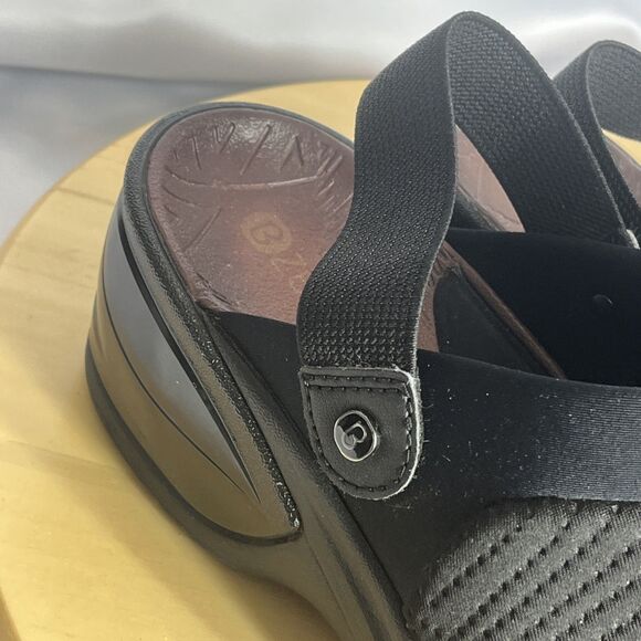 Bzees Shoes Womens 9M Kitty Slingback Clogs Black Round Toe Comfort Wedge - Picture 13 of 13